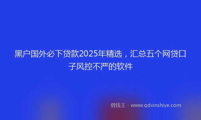 黑户国外必下贷款2025年精选，汇总五个网贷口子风控不严的软件