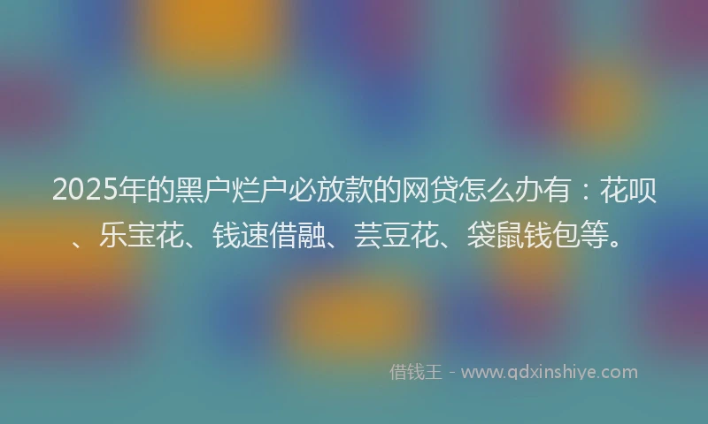 2025年的黑户烂户必放款的网贷怎么办有：花呗、乐宝花、钱速借融、芸豆花、袋鼠钱包等。