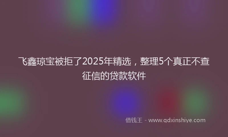 飞鑫琼宝被拒了2025年精选，整理5个真正不查征信的贷款软件