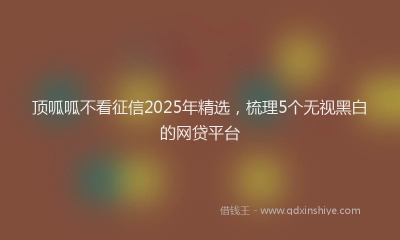 顶呱呱不看征信2025年精选，梳理5个无视黑白的网贷平台