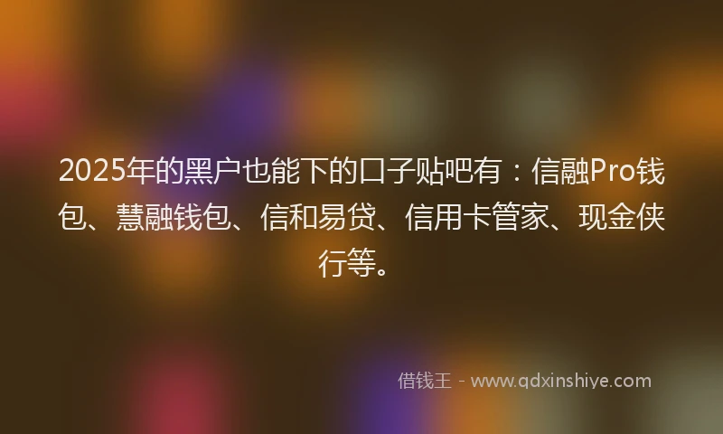 2025年的黑户也能下的口子贴吧有：信融Pro钱包、慧融钱包、信和易贷、信用卡管家、现金侠行等。
