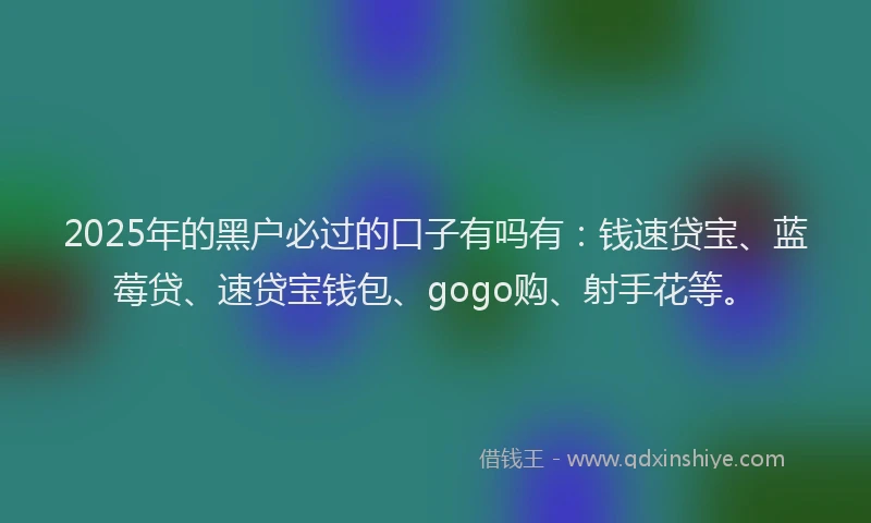 2025年的黑户必过的口子有吗有：钱速贷宝、蓝莓贷、速贷宝钱包、gogo购、射手花等。