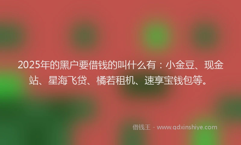 2025年的黑户要借钱的叫什么有：小金豆、现金站、星海飞贷、橘若租机、速享宝钱包等。