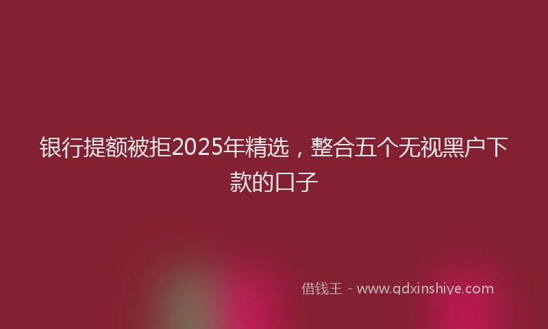 银行提额被拒2025年精选，整合五个无视黑户下款的口子