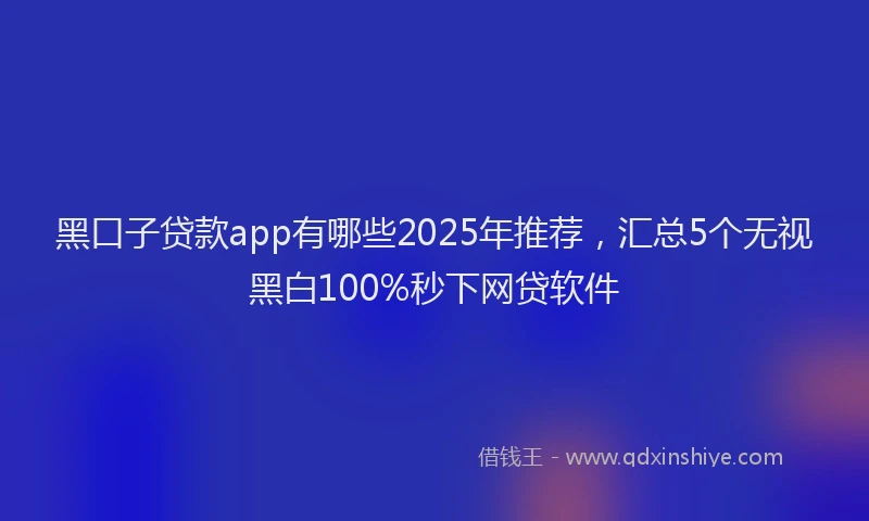 黑口子贷款app有哪些2025年推荐，汇总5个无视黑白100%秒下网贷软件