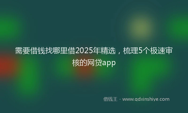 需要借钱找哪里借2025年精选，梳理5个极速审核的网贷app