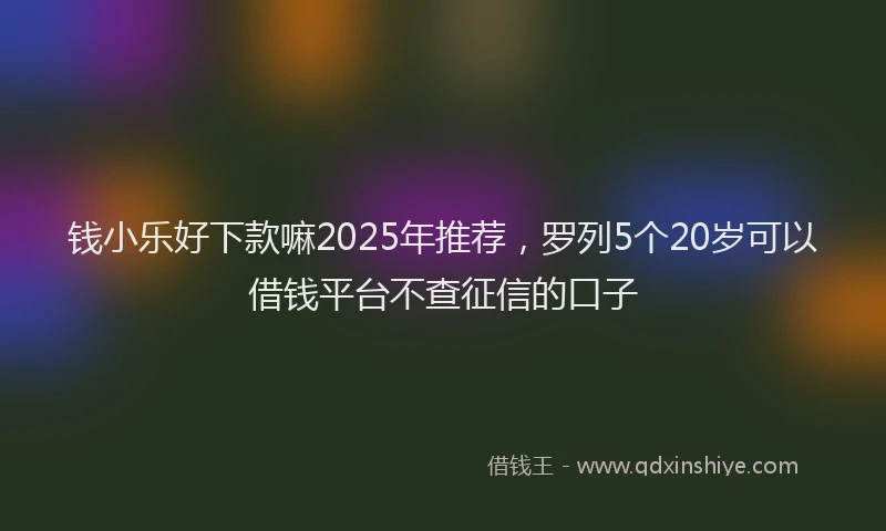 钱小乐好下款嘛2025年推荐，罗列5个20岁可以借钱平台不查征信的口子