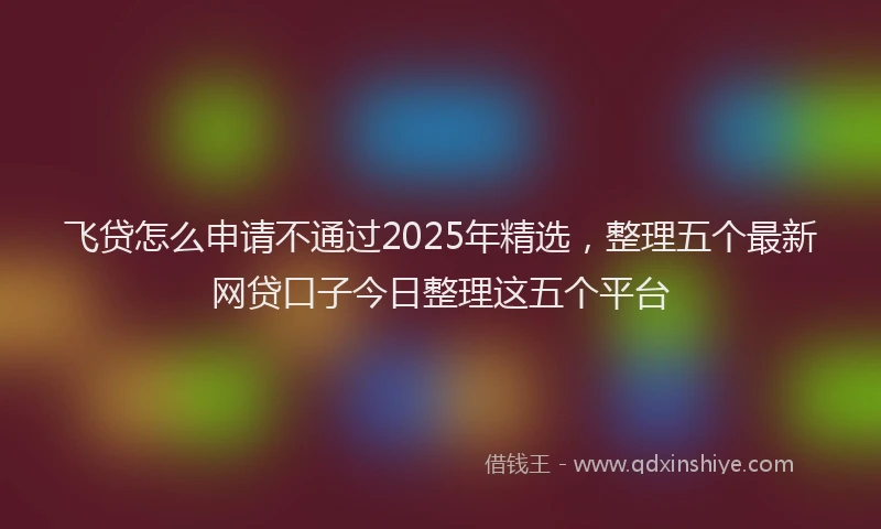 飞贷怎么申请不通过2025年精选，整理五个最新网贷口子今日整理这五个平台