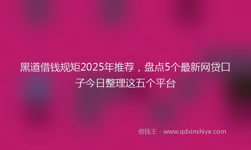 黑道借钱规矩2025年推荐，盘点5个最新网贷口子今日整理这五个平台