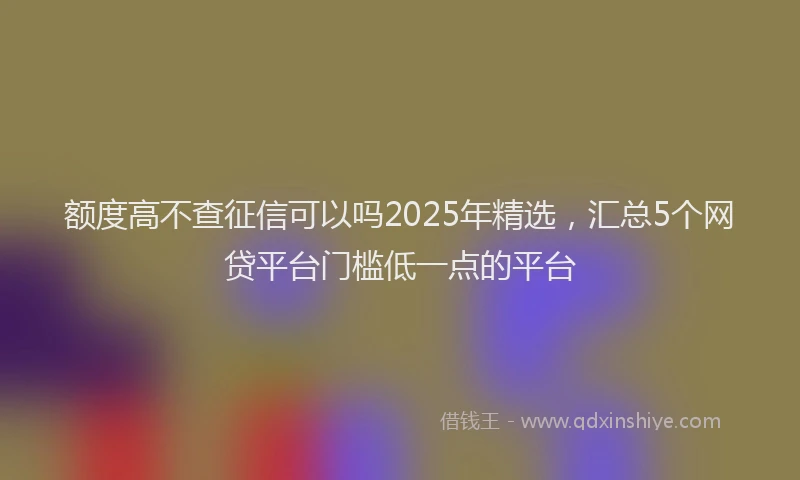 额度高不查征信可以吗2025年精选，汇总5个网贷平台门槛低一点的平台