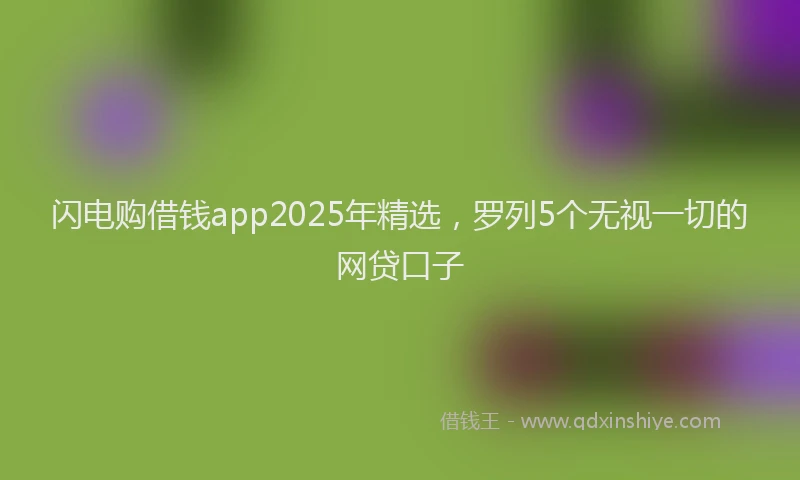 闪电购借钱app2025年精选，罗列5个无视一切的网贷口子
