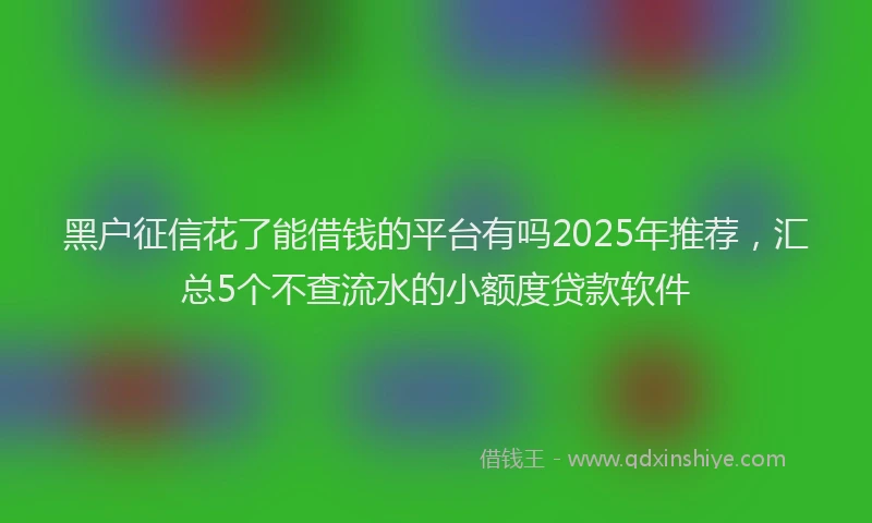 黑户征信花了能借钱的平台有吗2025年推荐，汇总5个不查流水的小额度贷款软件
