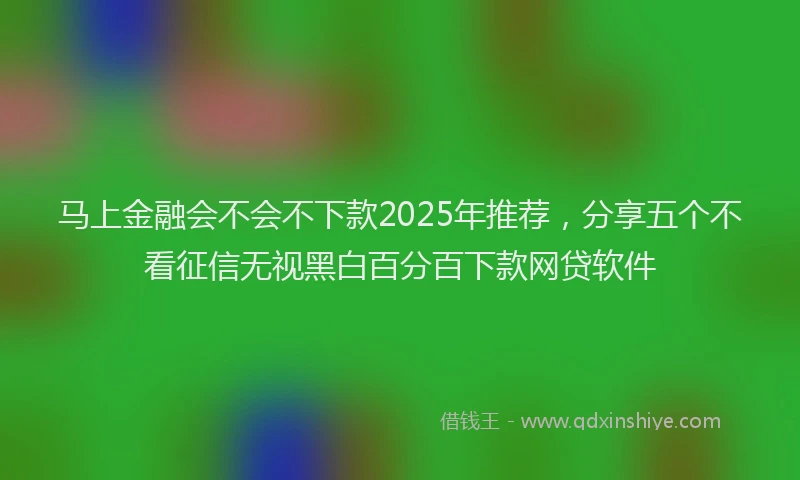 马上金融会不会不下款2025年推荐，分享五个不看征信无视黑白百分百下款网贷软件