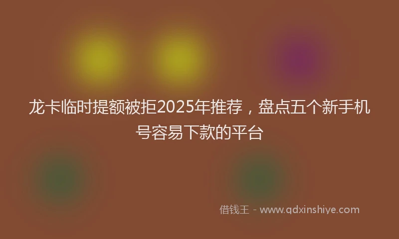 龙卡临时提额被拒2025年推荐，盘点五个新手机号容易下款的平台