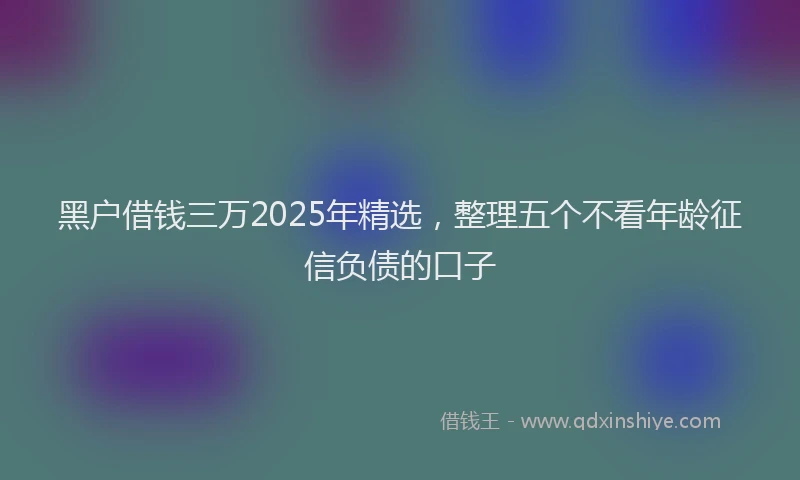 黑户借钱三万2025年精选，整理五个不看年龄征信负债的口子