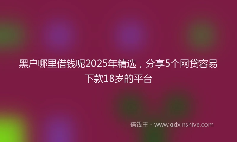 黑户哪里借钱呢2025年精选，分享5个网贷容易下款18岁的平台