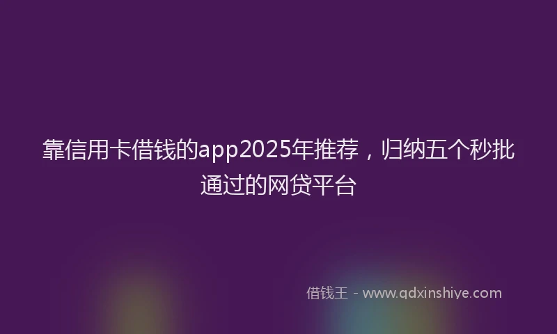 靠信用卡借钱的app2025年推荐，归纳五个秒批通过的网贷平台