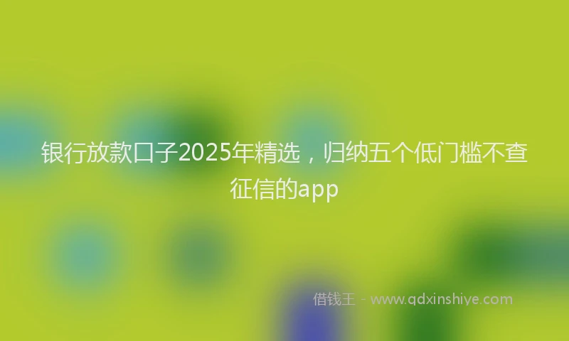 银行放款口子2025年精选，归纳五个低门槛不查征信的app
