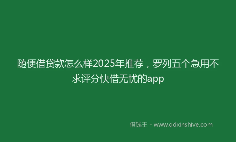 随便借贷款怎么样2025年推荐，罗列五个急用不求评分快借无忧的app