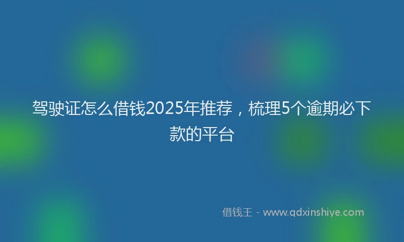 驾驶证怎么借钱2025年推荐，梳理5个逾期必下款的平台