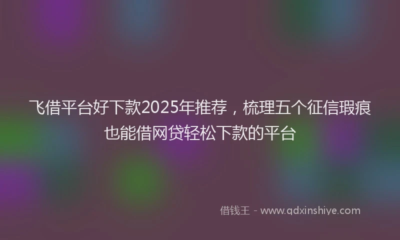 飞借平台好下款2025年推荐，梳理五个征信瑕疵也能借网贷轻松下款的平台