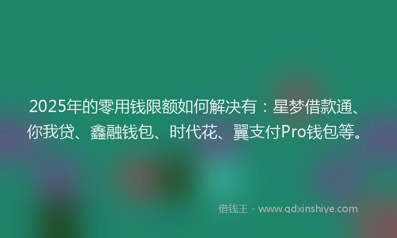 2025年的零用钱限额如何解决有：星梦借款通、你我贷、鑫融钱包、时代花、翼支付Pro钱包等。