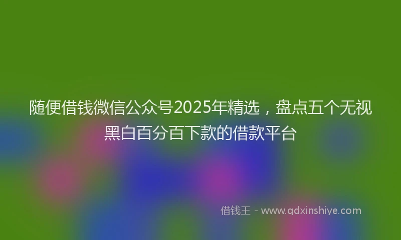 随便借钱微信公众号2025年精选，盘点五个无视黑白百分百下款的借款平台