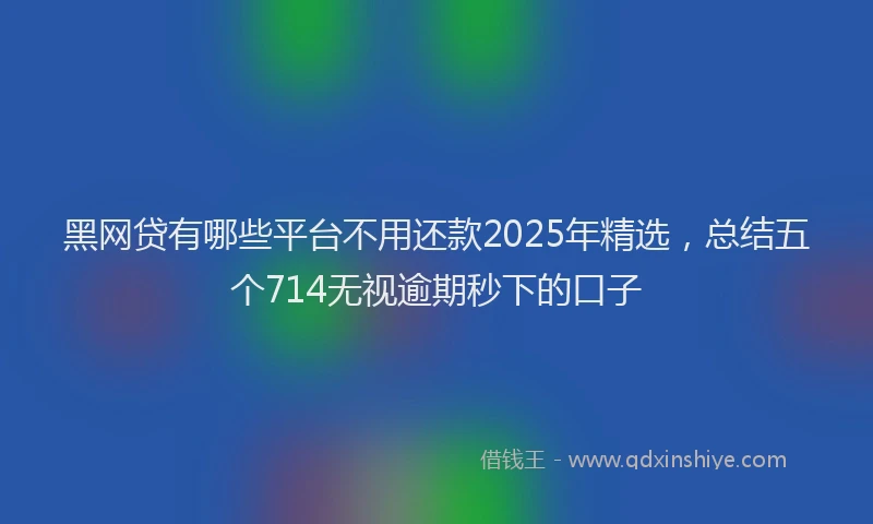 黑网贷有哪些平台不用还款2025年精选，总结五个714无视逾期秒下的口子