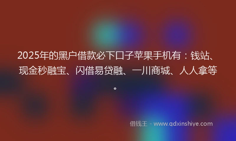 2025年的黑户借款必下口子苹果手机有：钱站、现金秒融宝、闪借易贷融、一川商城、人人拿等。