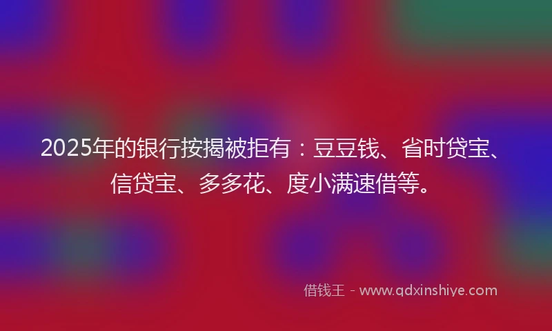 2025年的银行按揭被拒有：豆豆钱、省时贷宝、信贷宝、多多花、度小满速借等。