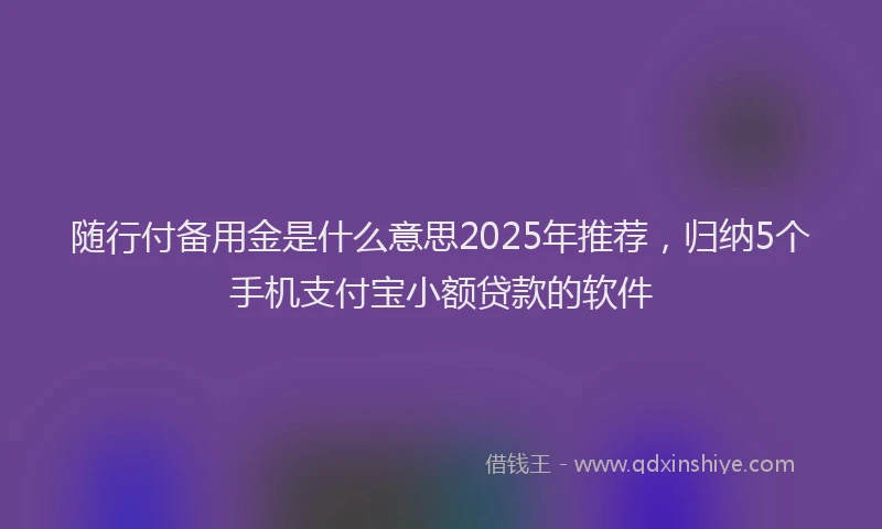 随行付备用金是什么意思2025年推荐，归纳5个手机支付宝小额贷款的软件