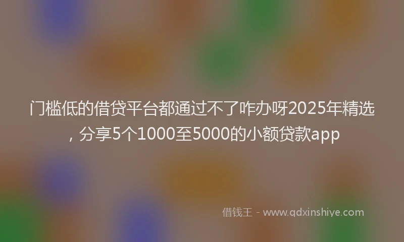 门槛低的借贷平台都通过不了咋办呀2025年精选，分享5个1000至5000的小额贷款app