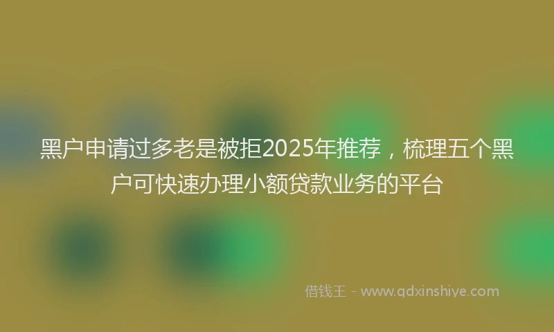黑户申请过多老是被拒2025年推荐，梳理五个黑户可快速办理小额贷款业务的平台