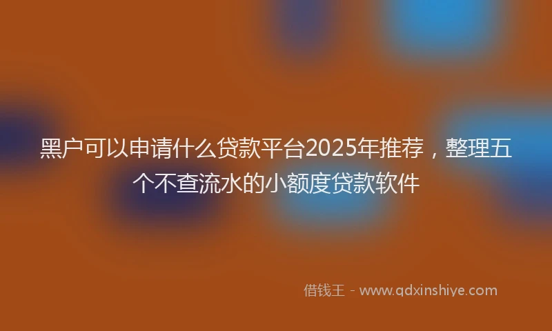 黑户可以申请什么贷款平台2025年推荐，整理五个不查流水的小额度贷款软件