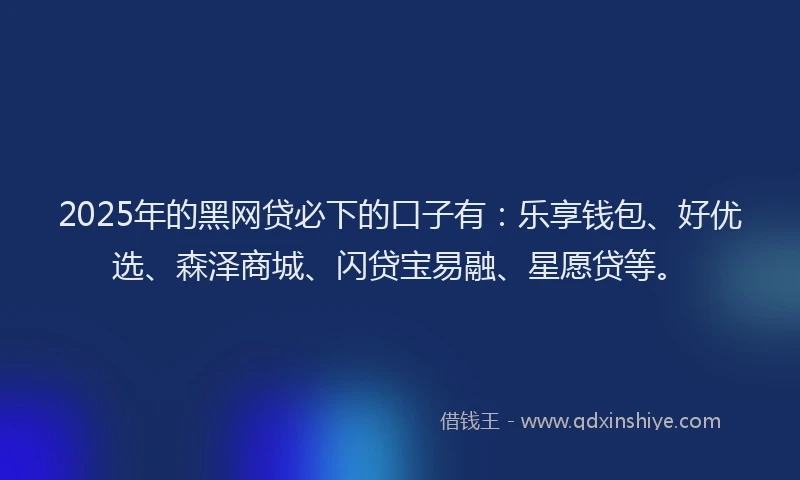 2025年的黑网贷必下的口子有：乐享钱包、好优选、森泽商城、闪贷宝易融、星愿贷等。