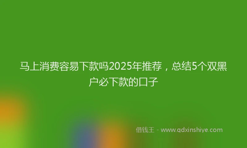马上消费容易下款吗2025年推荐，总结5个双黑户必下款的口子