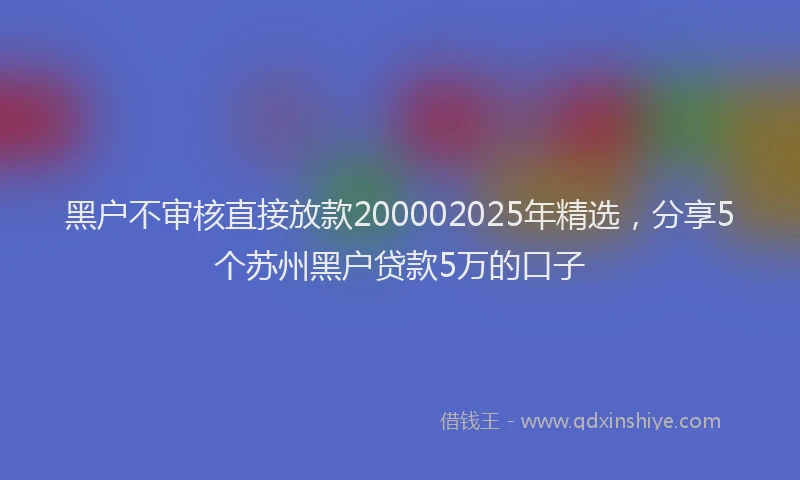 黑户不审核直接放款200002025年精选，分享5个苏州黑户贷款5万的口子