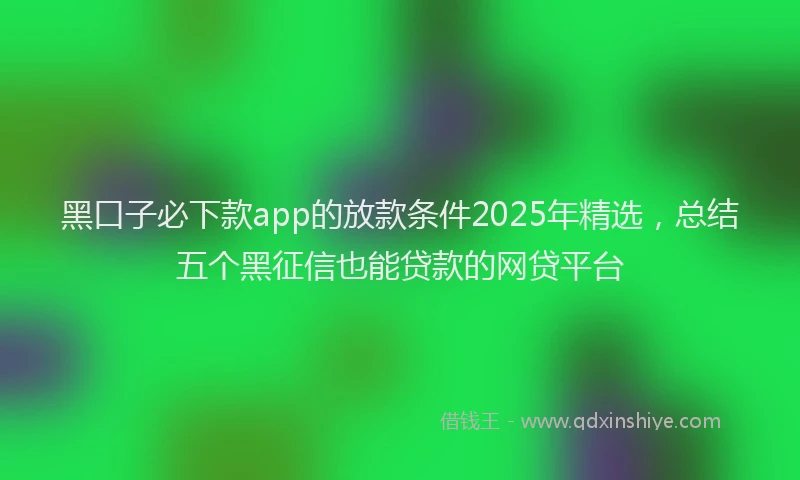 黑口子必下款app的放款条件2025年精选，总结五个黑征信也能贷款的网贷平台
