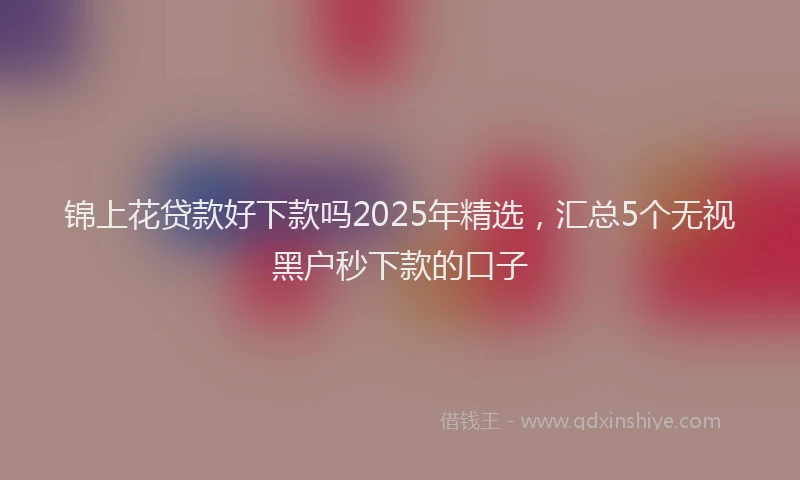 锦上花贷款好下款吗2025年精选，汇总5个无视黑户秒下款的口子