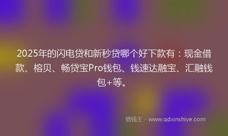 2025年的闪电贷和新秒贷哪个好下款有：现金借款、榕贝、畅贷宝Pro钱包、钱速达融宝、汇融钱包+等。
