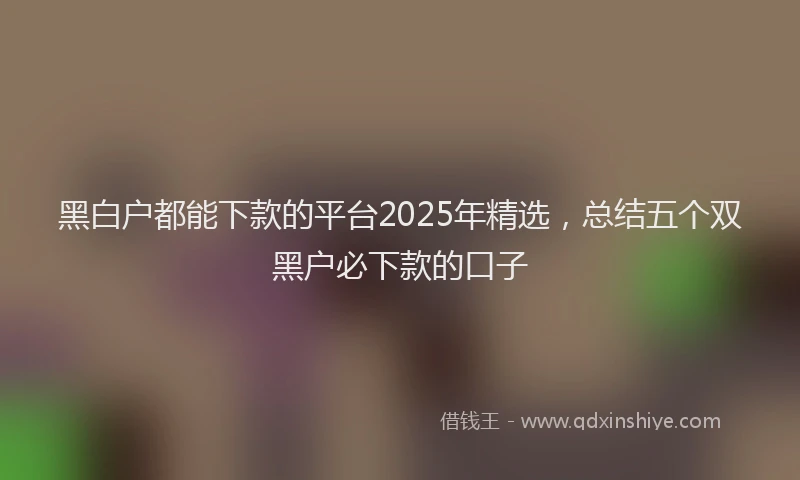 黑白户都能下款的平台2025年精选，总结五个双黑户必下款的口子