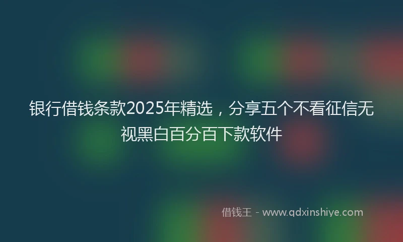 银行借钱条款2025年精选，分享五个不看征信无视黑白百分百下款软件