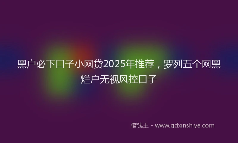 黑户必下口子小网贷2025年推荐，罗列五个网黑烂户无视风控口子