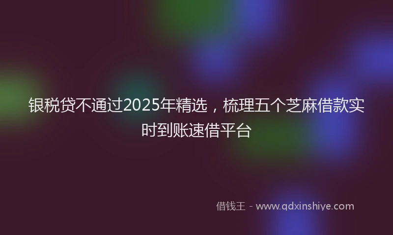 银税贷不通过2025年精选，梳理五个芝麻借款实时到账速借平台