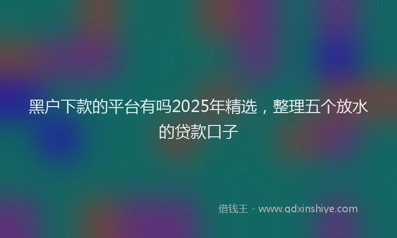 黑户下款的平台有吗2025年精选，整理五个放水的贷款口子