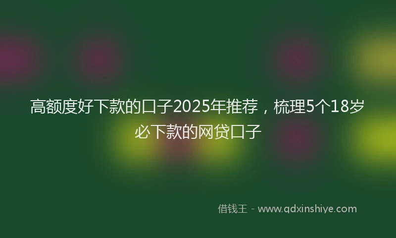 高额度好下款的口子2025年推荐，梳理5个18岁必下款的网贷口子