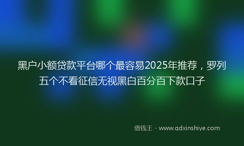 黑户小额贷款平台哪个最容易2025年推荐，罗列五个不看征信无视黑白百分百下款口子