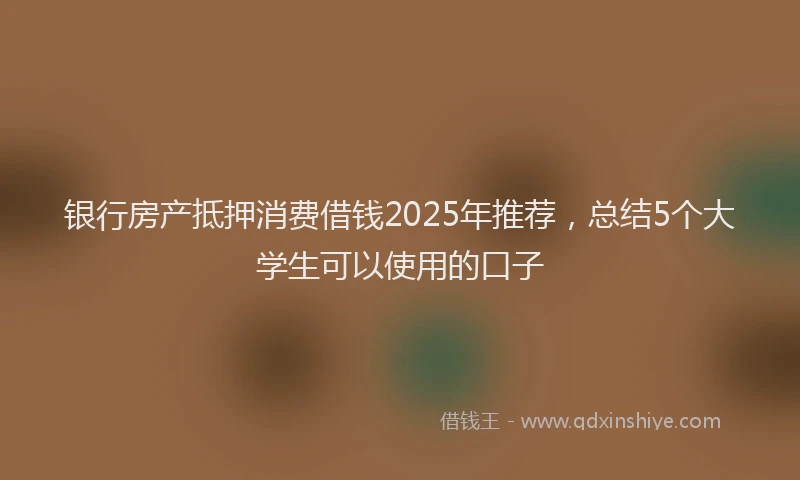 银行房产抵押消费借钱2025年推荐，总结5个大学生可以使用的口子