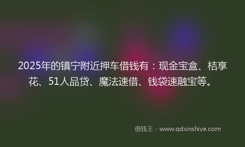 2025年的镇宁附近押车借钱有：现金宝盒、桔享花、51人品贷、魔法速借、钱袋速融宝等。