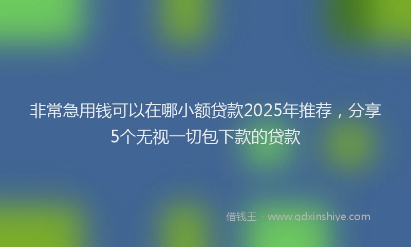 非常急用钱可以在哪小额贷款2025年推荐，分享5个无视一切包下款的贷款